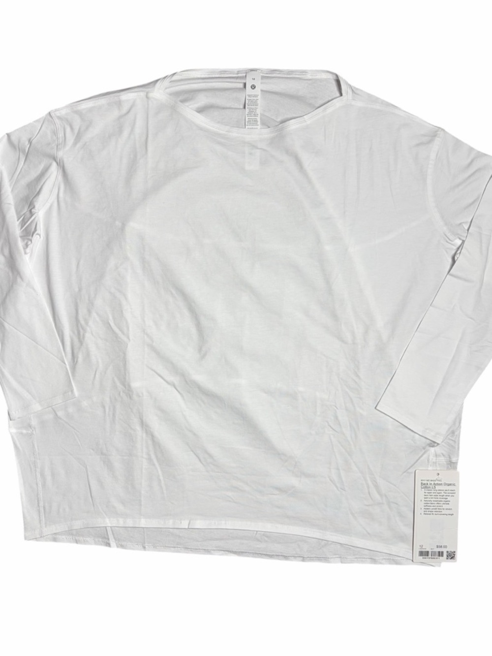 NWT lululemon athletica White “Back in Action” Long Sleeve Tee